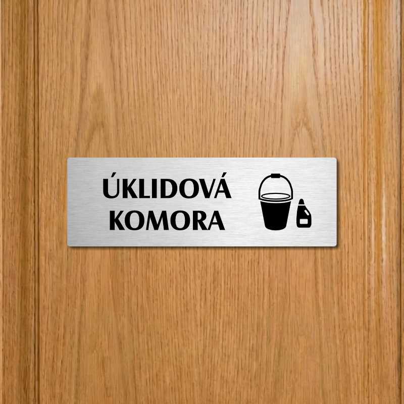 Úklidová komora, 200x66mm, stříbrná popiska s ozdobou uprostřed